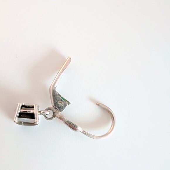 Silver Ammolite Earrings With Leverback Closure - Picture 5 of 10